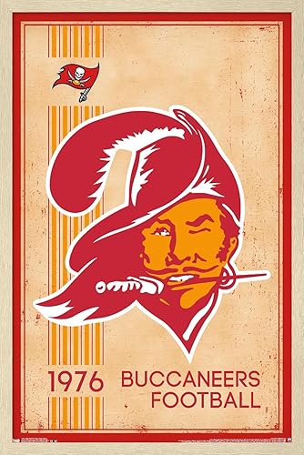 Miniatura 9 de Trends International NFL Tampa Bay Buccaneers - Póster de pared con logotipo retro 14, 14.725 x 22.375 pulgadas, versión prémium sin marco Versión