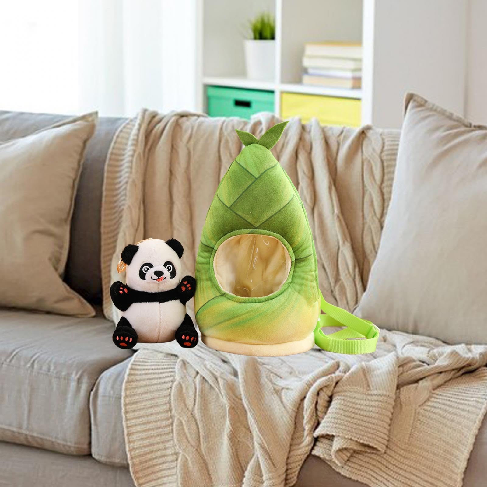 Almencla Peluche a Forma di Panda, Decorazioni per Divano, Regali di Compleanno, Giocattolo per La Nanna, con Giocattoli in bambù, per Bambini, Adulti, Ragazzi, Stile c