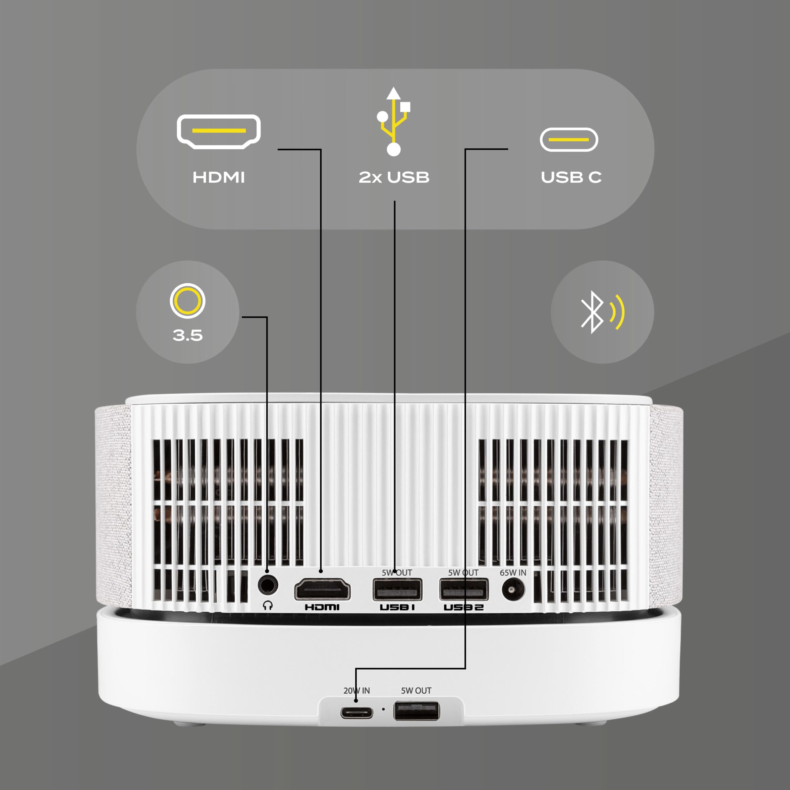 OVERMAX Multipic 4.5 Proiettore LCD FullHD 1080p Proiettore 2 in 1 con Power Bank Autofocus, Correzione Keystone, Wi-Fi dual band Bluetooth 5.1, 3000 lumen Immagine fino a 200” Telecomando | Autofocus, Correzione Keystone, Wi-Fi Dual Band, Bluetooth 5.1,3