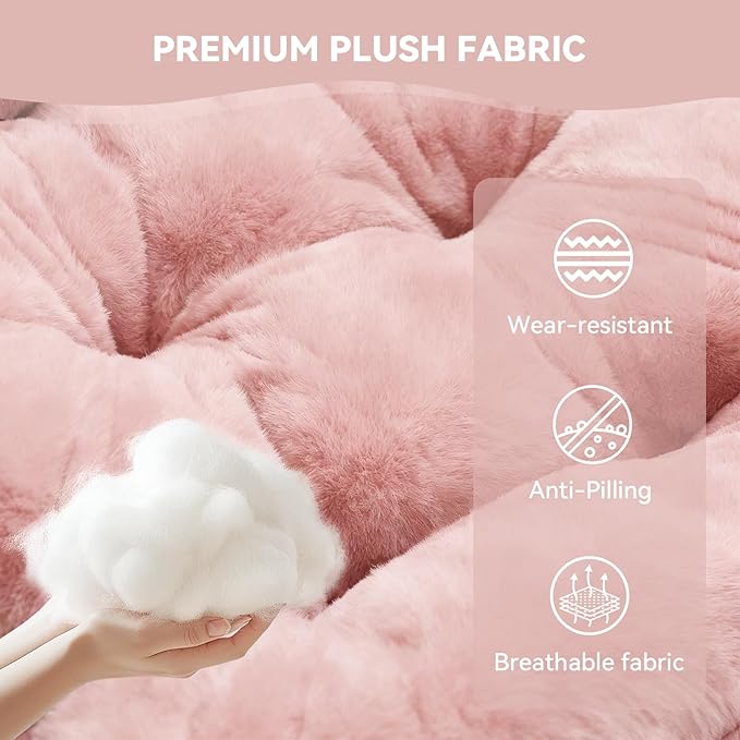 Sillón Plegable Lounge Peluche Redondo para Descanso Rosa miniatura 5