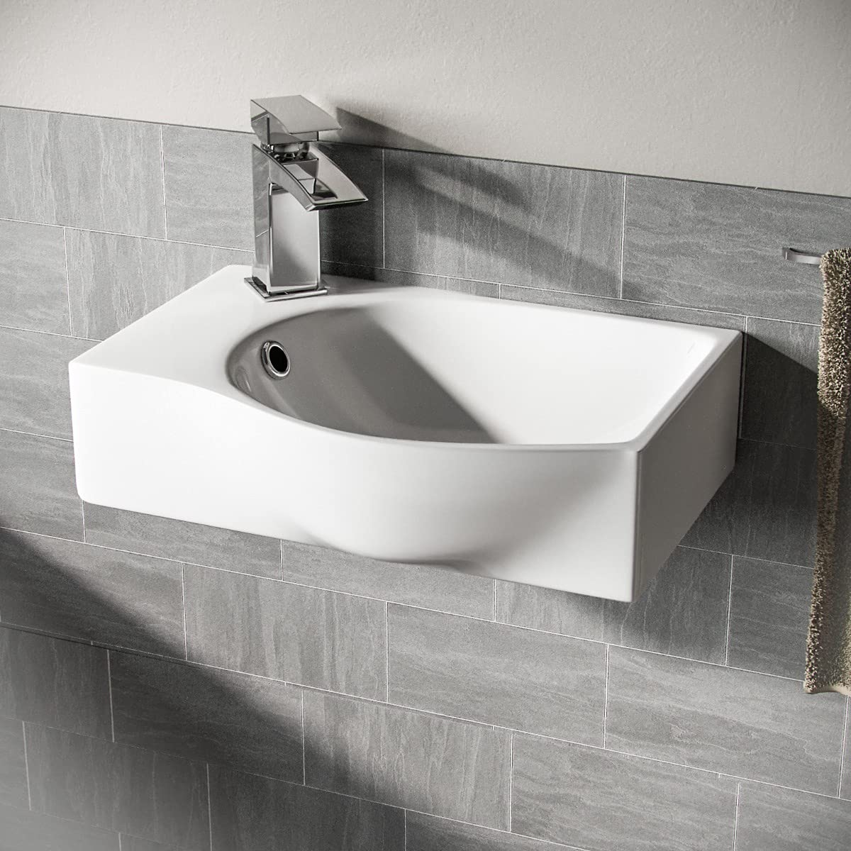 Nes Home White Tulla Cloakroom Rectangle Basin Sink