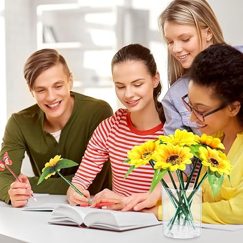 Miniatura 7 de 24 bolígrafos de flores a granel, girasol, mariposa, lirio de cala, bolígrafos de escritura de 0.020in 0.028in para el hogar, escuela, oficina,