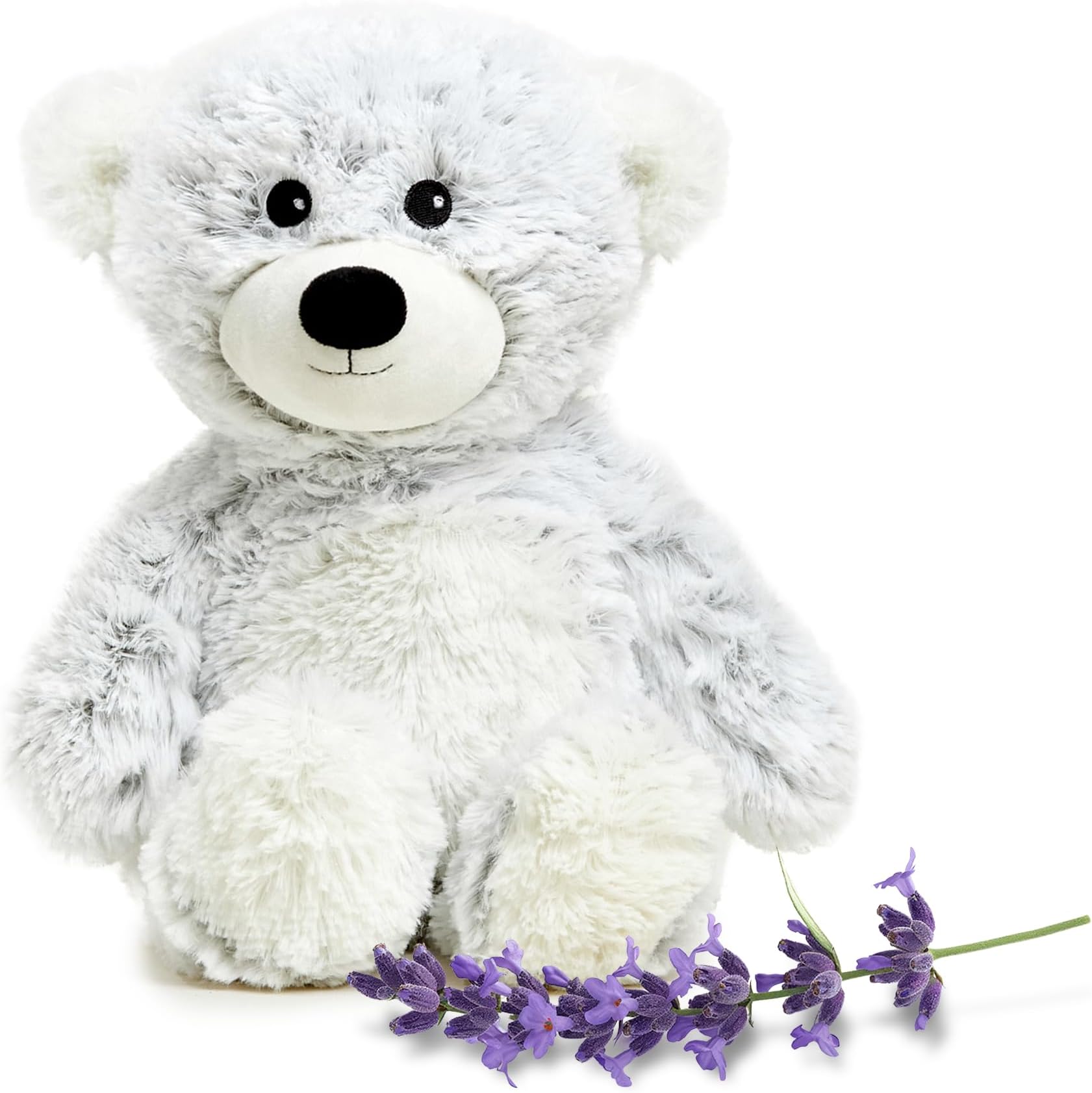 Microwavable & Weighted Stuffed Animals, Gray Bear - Heated Stuffed Animal Plushie for Warmth & Comfort - Cute Soft Plush Toys for Adults & Children (Boys, Girls, Babies & Toddlers)