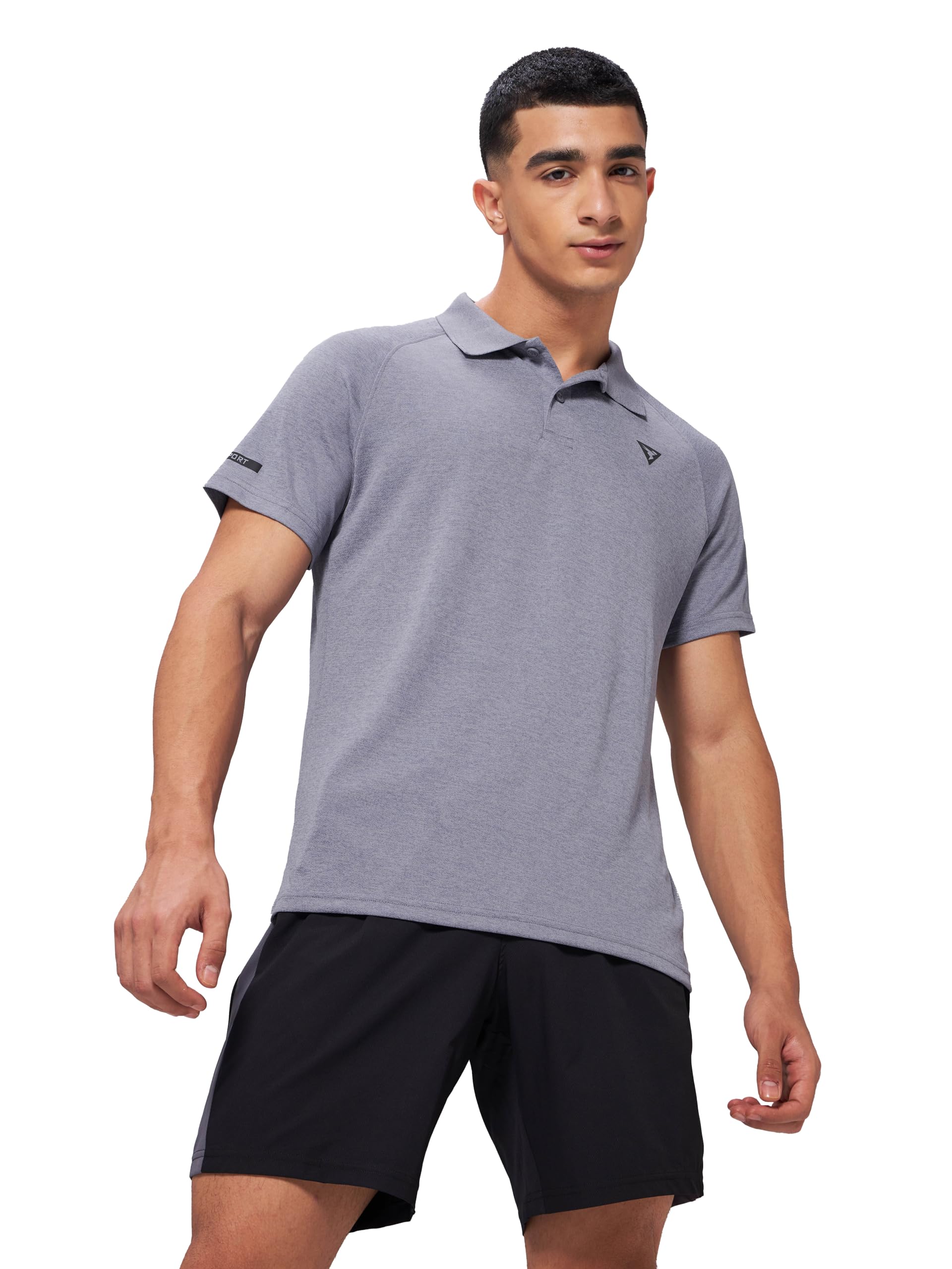 TECHNOSPORT Men's Slim Fit Polo T-Shirt - (OR41_PRNT) Pack of 1