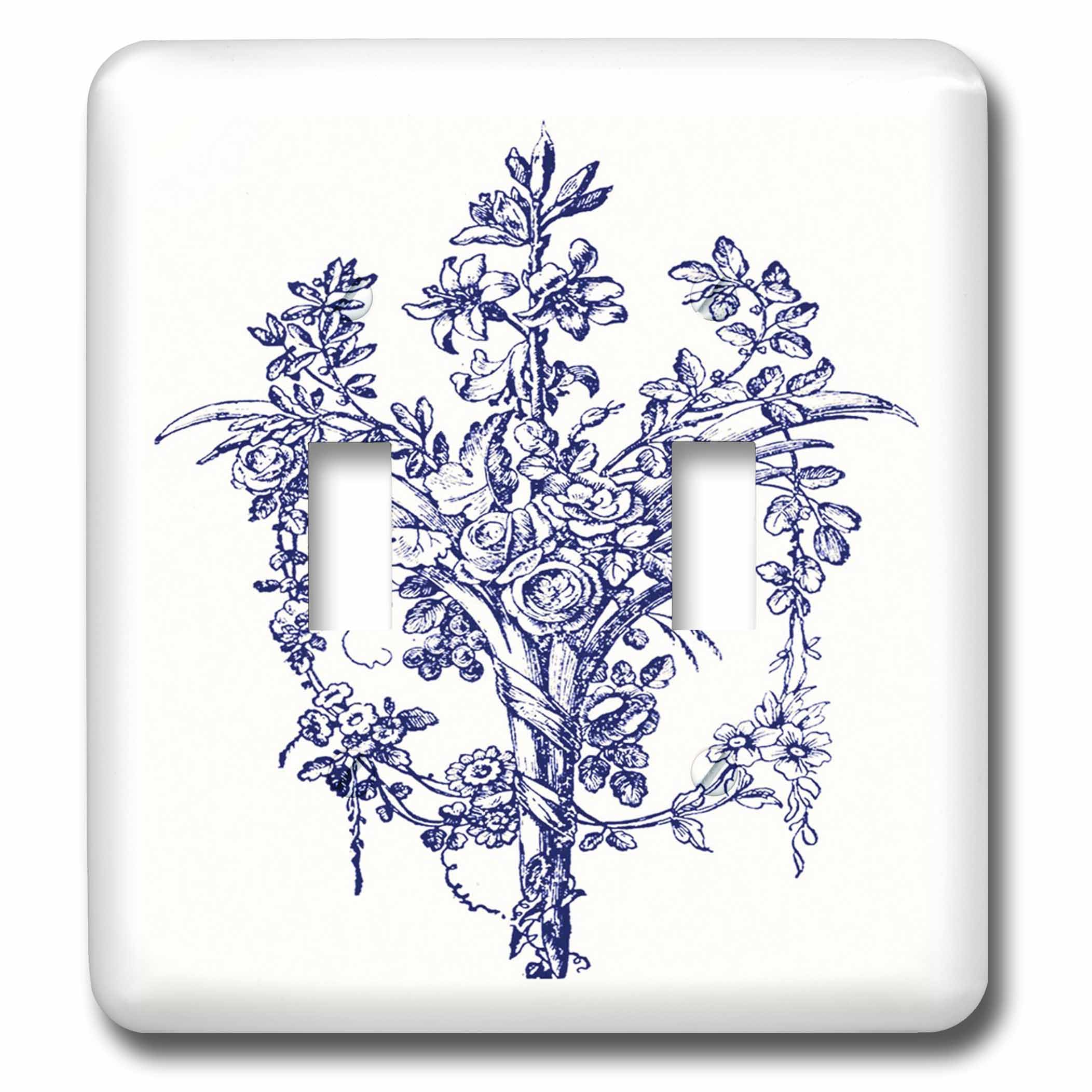 Interrupteur à baïonnette et plaque décorative 3dRose LSP_52352_2 imprimé floral vintage