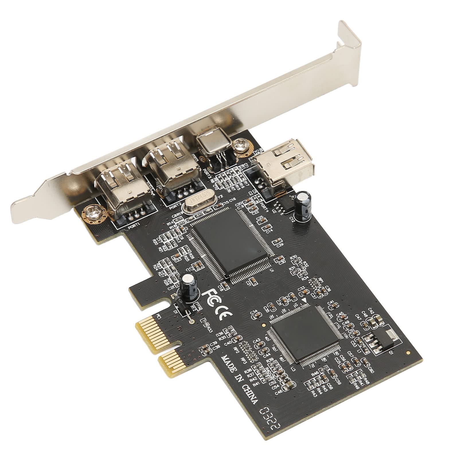 Karta PCIe Firewire dla Systemu 10, Karta Kontrolera PCI E Firewire 4 Porty ze Wspornikiem Niskoprofilowym i Kablem do Komputera Stacjonarnego i Połączenia DV
