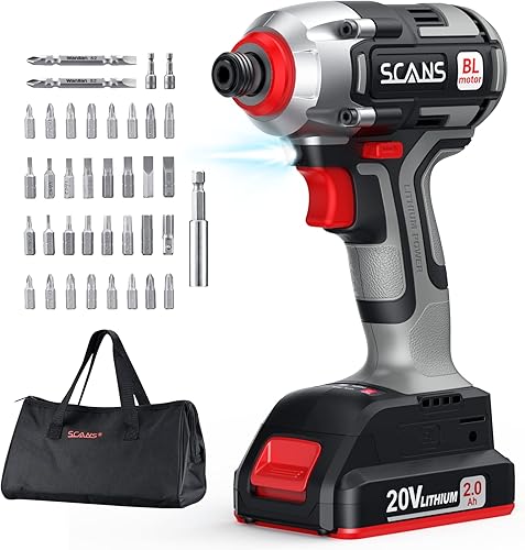 SC2180-1 - Juego de destornilladores de impacto sin escobillas de 20 V, par máximo de 1550 pulgadas, 2500 RPM, destornillador de impacto hexagonal