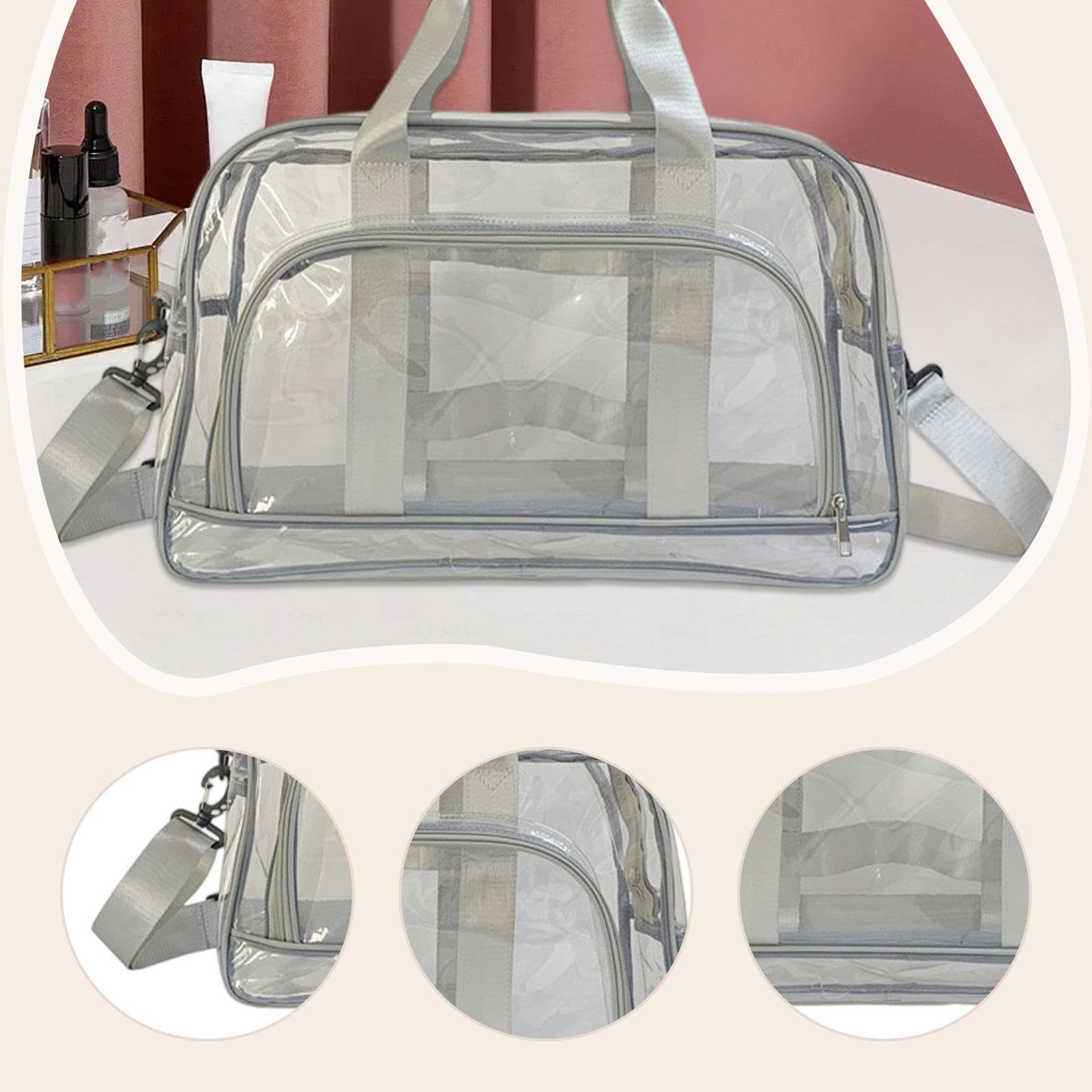 Transparenter Kulturbeutel Aus PVC, Wasserdicht, für Flugzeug, Fitnessstudio, Arbeit, Grau