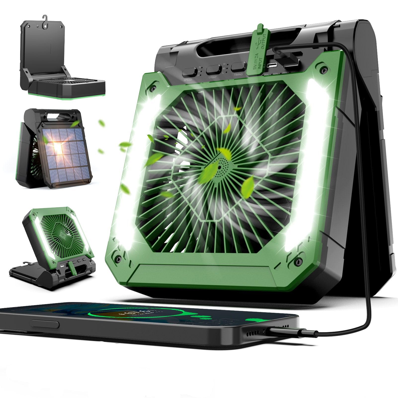 Ventilateur Sur Pied Pliable 10" Rechargeable 10000mAh - 4 Vitesses Télécommande Pour Camping