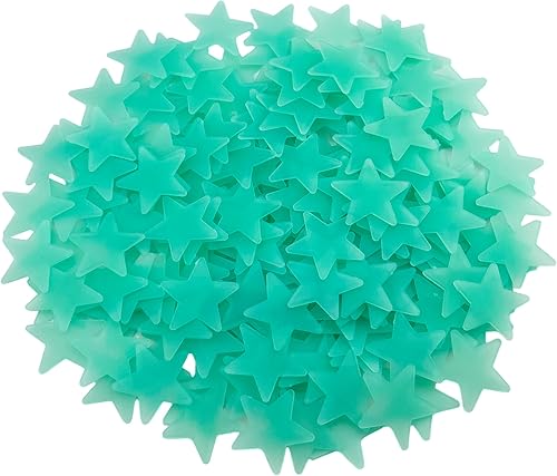 Miniatura 10 de HoneyToys 204 calcomanías de pared de plástico noctilucentes fluorescentes de 1.2 pulgadas, estrellas luminosas para el hogar, techo, pared,