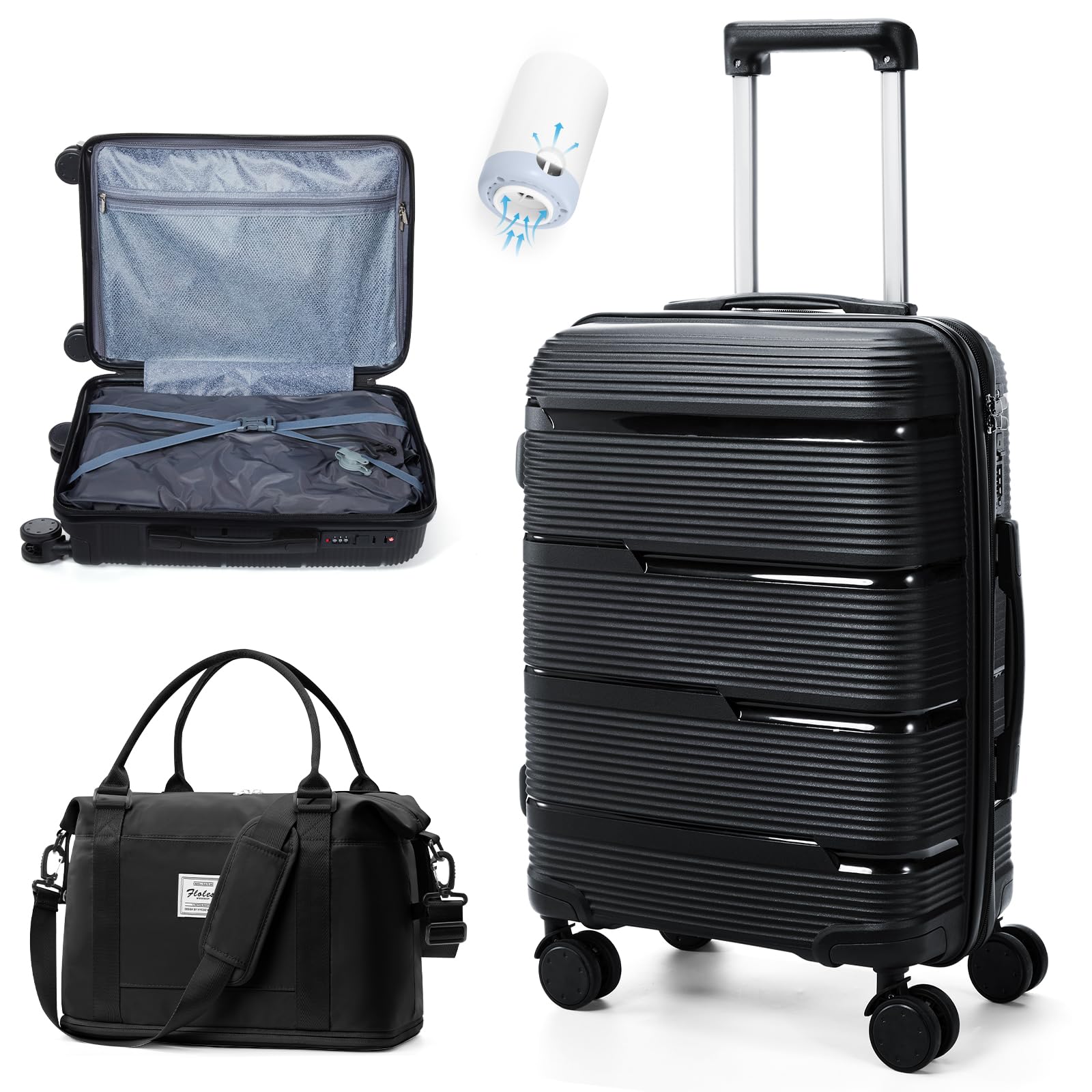 SZLX Valigia Ryanair 55x40x20 Sottovuoto con Pompa Valigia Bagaglio a Mano Easyjet Sottovuoto Valigia Trolley Leggero e 4 Ruote, Lucchetto serratura a codice, Trolley Resistenti da Viaggio