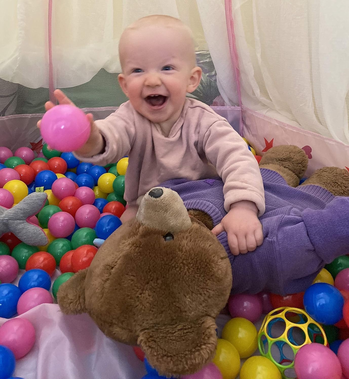 EKNA Spielbälle Ø 5cm - Bällebad Bälle 200 Stück - Bunte Auswahl für Bällebad-Pool - Plastikbälle Baby-Bälle Farben Hellgrün Hellblau Gelb Rosa Weiß Lila