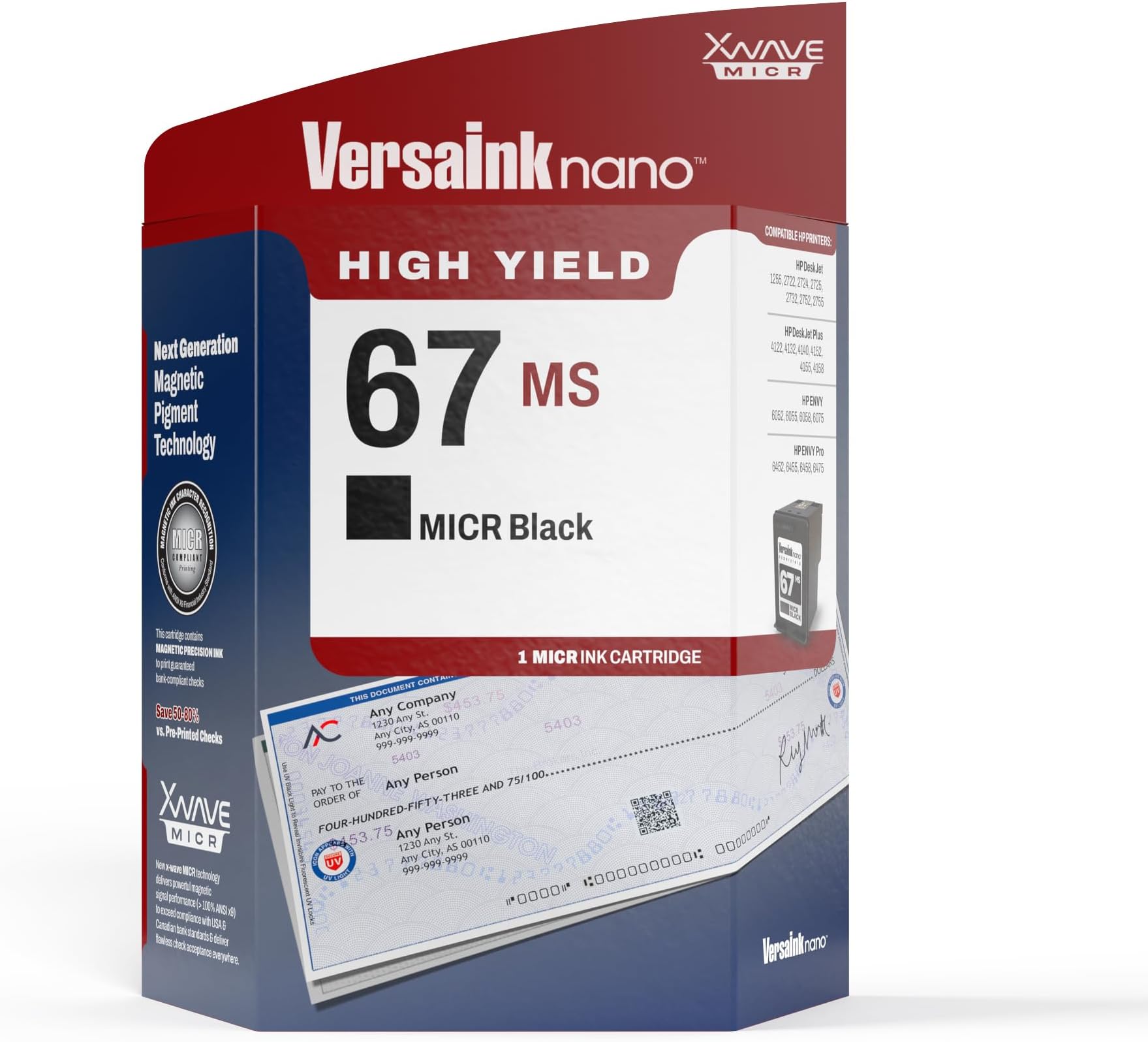 Nano HP 67 MS MICR Black Ink Cartridge for Check Printing