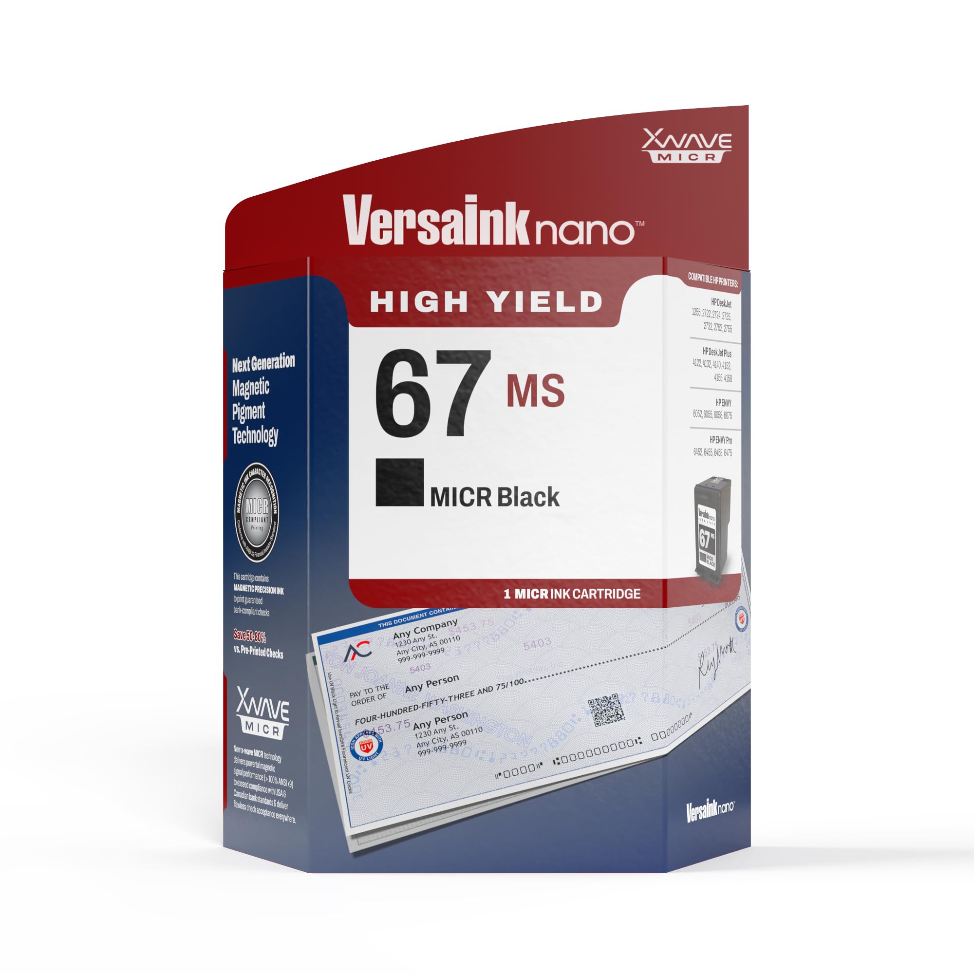 Photo 1 of VersaInk-Nano HP 67 MS MICR Black Ink Cartridge for Check Printing
