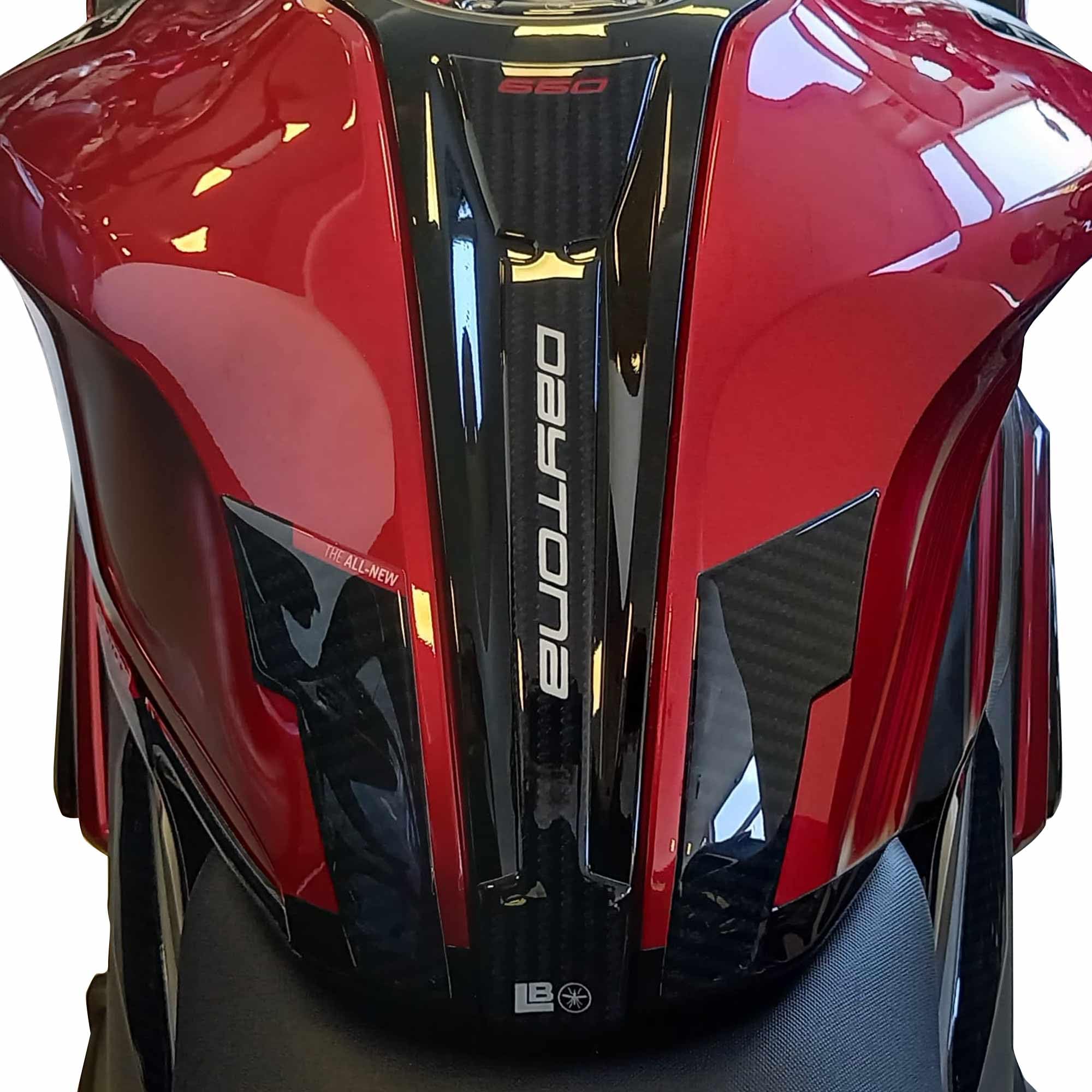 labelbike - Sticker 3D Motorfiets Tank Benschenrming en Dencorazionen in Hars compatibel met Triumph Tridennt 660 Union Jack 2021-2026 Kleurn Carbon