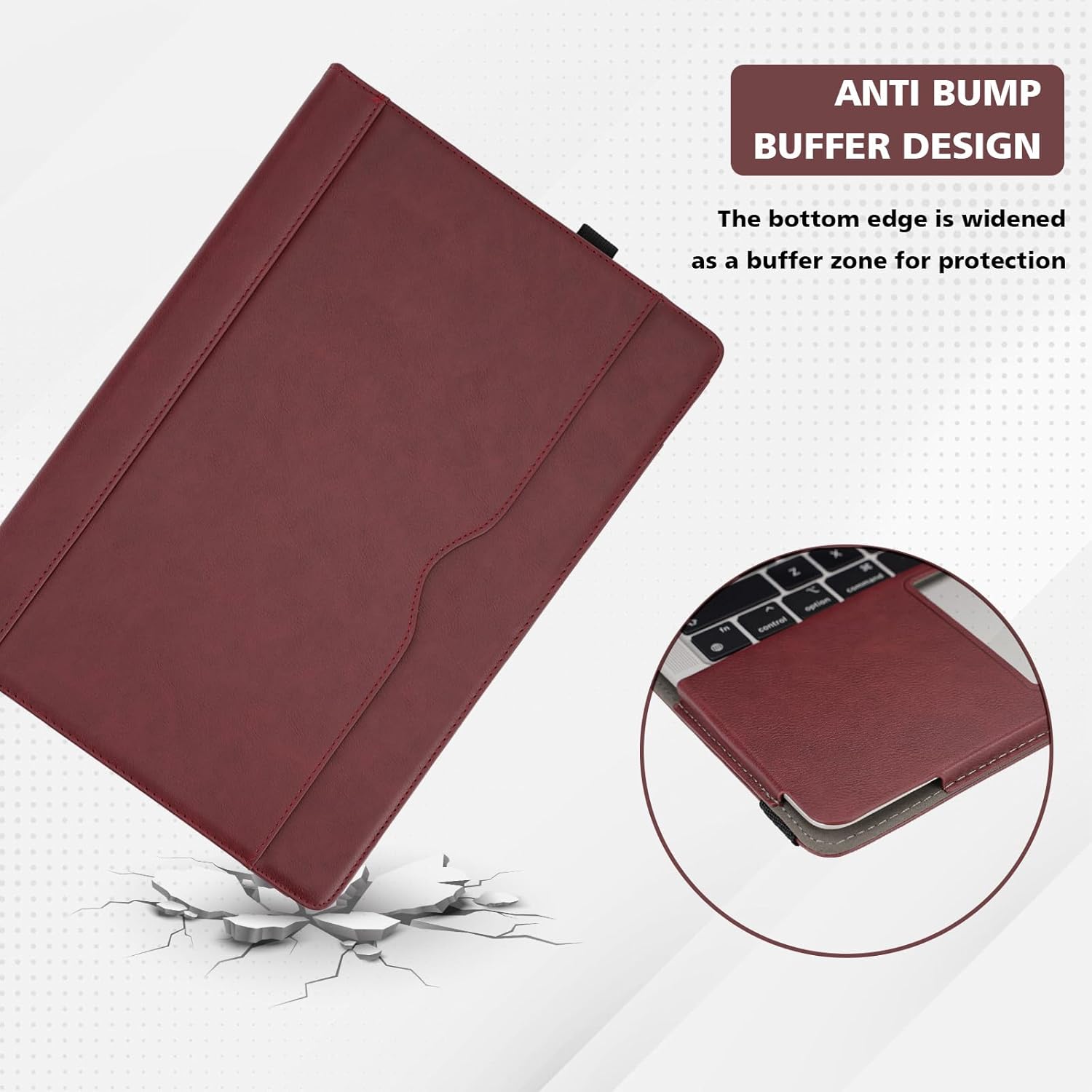 TYTX Compatible with MacBook Pro Leather Case 13 Inch 2016-2022 (A1989 A1706 A1708 A2159 A2289 A2251 A2338 M1 M2) Laptop Sleeve Protective Folio Book Cover (New MacBook Pro 13", Wine Red)