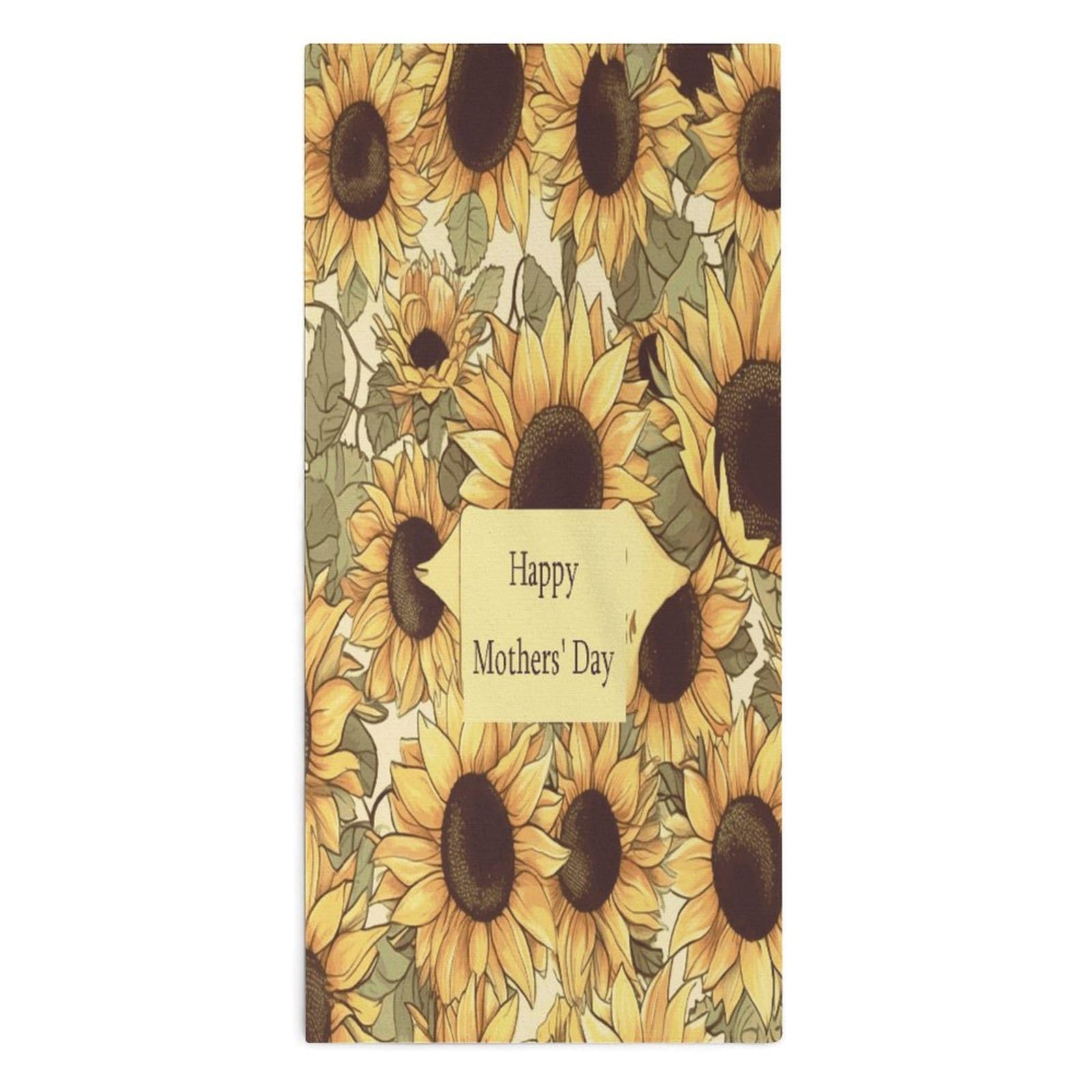 Btcowzrv Style Happy Mother's Day Sunflower Bath Towel Beach Towels Shower Towel