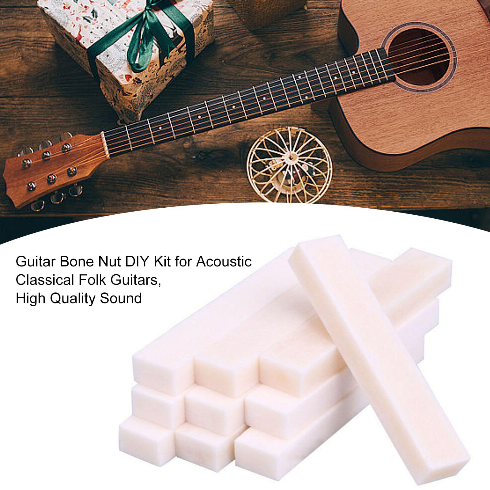 Kit di 10 dadi in osso da liutaio per chitarra, basso Kit di 10 dadi in osso da liutaio per chitarra, basso