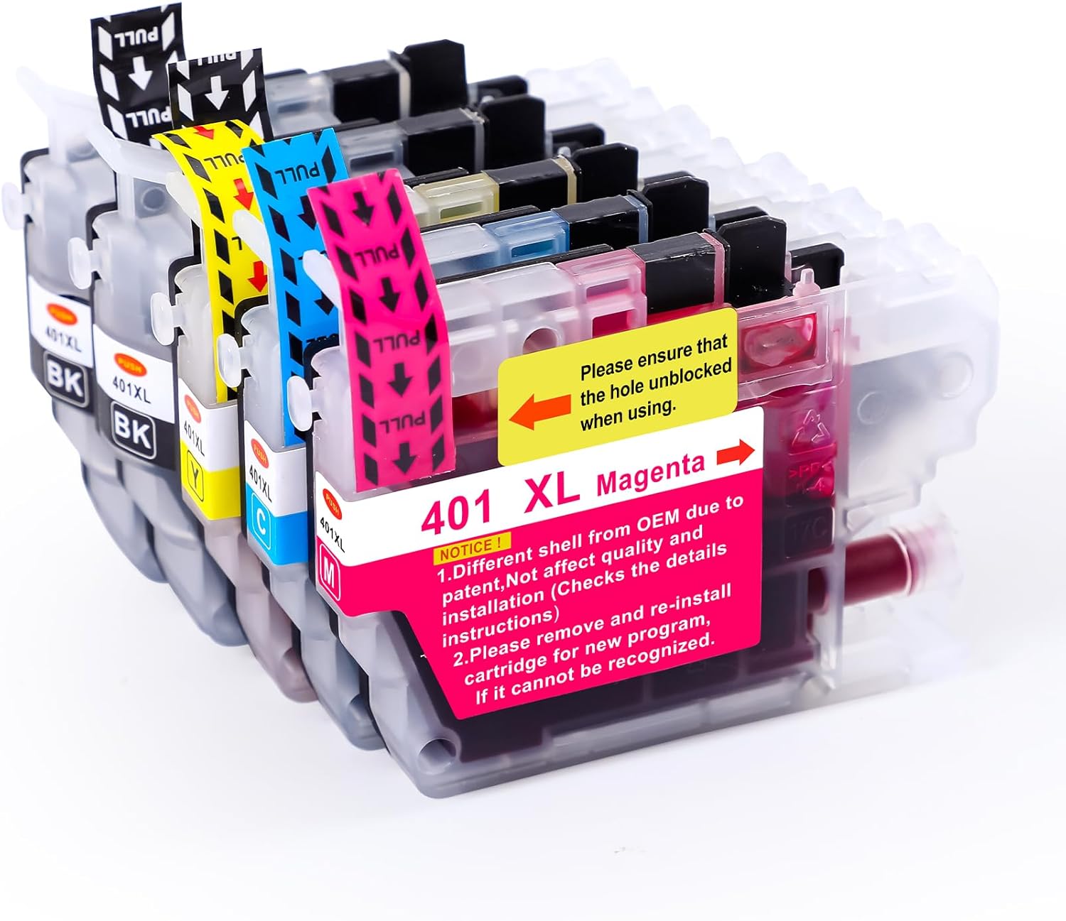 LC401XL Ink Cartridges Compatible for Brother Printer LC 401 401XL for MFC-J1010DW MFC-J1170DW MFC-J1012DW MFC-J1800DW MFC J1010DW Printer Combo 5 Pack (2 x Black, Cyan, Magenta, Yellow)