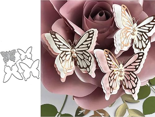 Miniatura 7 de 4 piezas de troqueles de metal de mariposa, diseño de mariposa en capas 3D de Navidad, tarjetas de invitación de boda, plantillas cortadas para