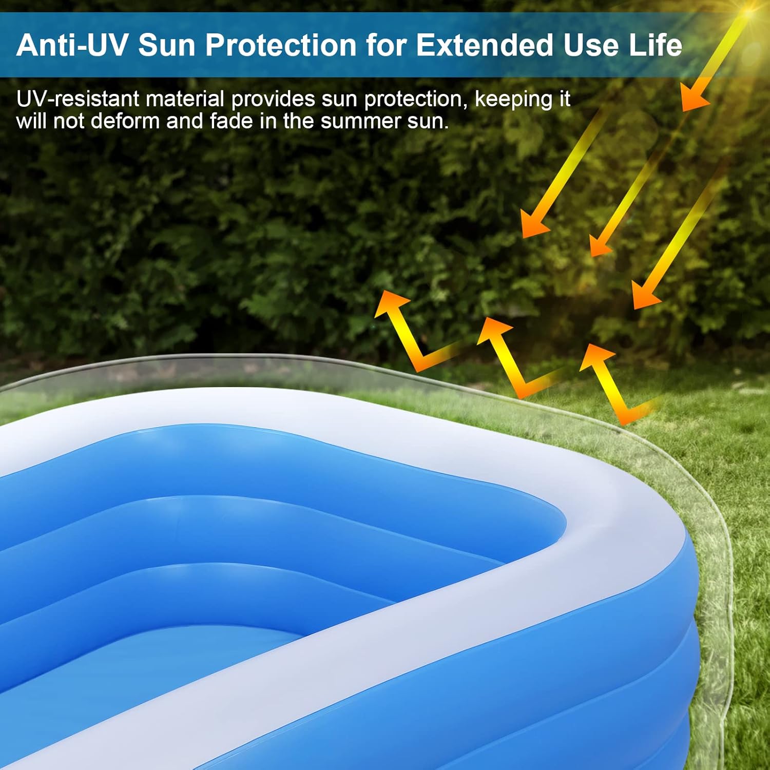 Duerer Inflatable Swimming Pools, 120"x72"x22" Inflatable Pool Full-Sized Family Blow up Pool for Kids Toddlers Adults, Ages 3+, Lounge Inflatable Pool for Backyard Garden Outdoor Party