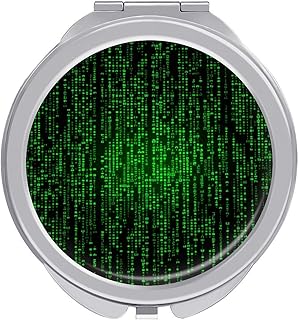 Makeup Mirrors,Green Number Binary Print Hand...