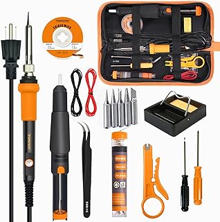 TOWOT Soldering Iron Kit, Electronic Soldering Iron 60W Adjustable Temperature, Deoldering Pump, Tin Wire, Solder Wick, Tw...