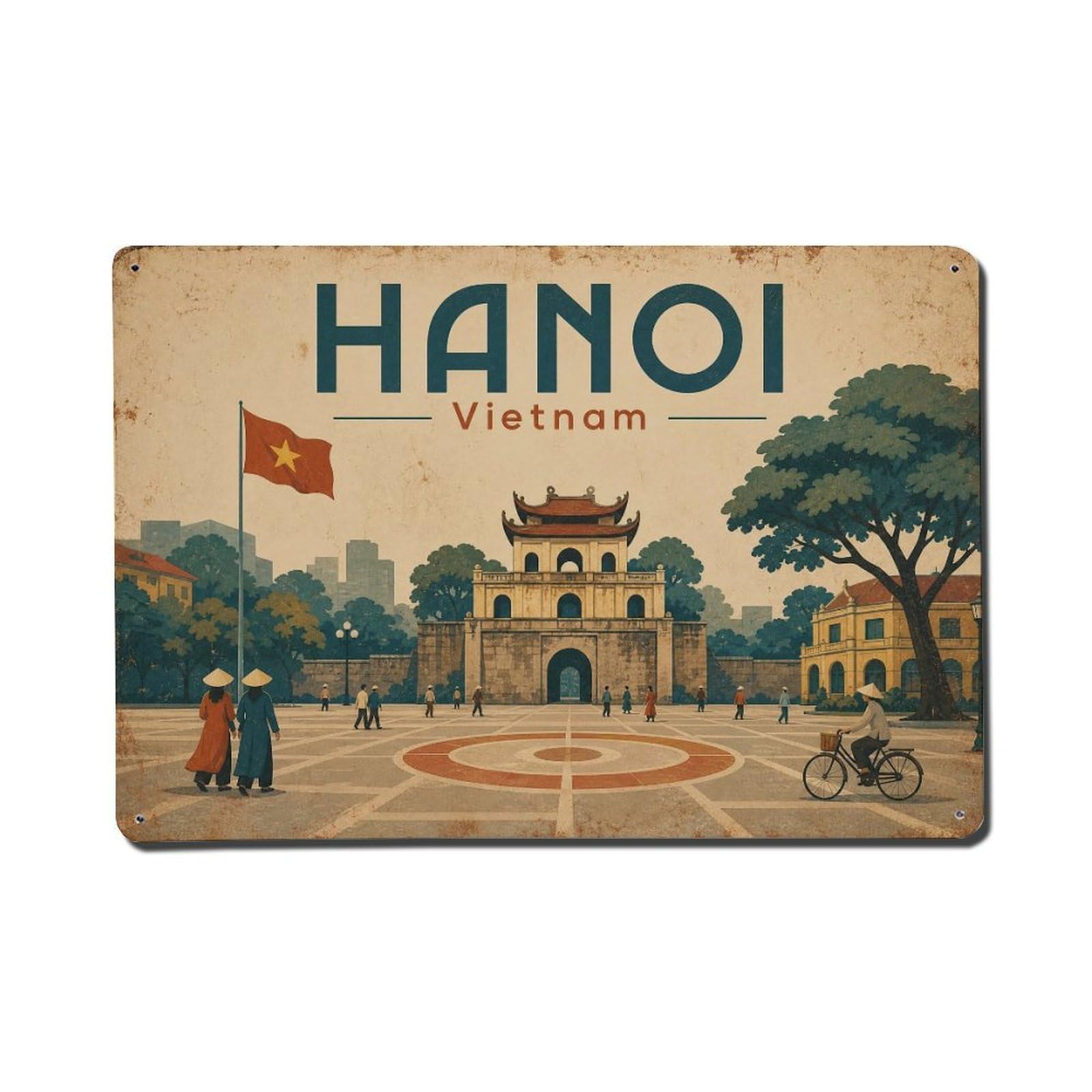 Hanoi Vietnam City Plaza Landmark Heritage Travel Metal Tin Sign