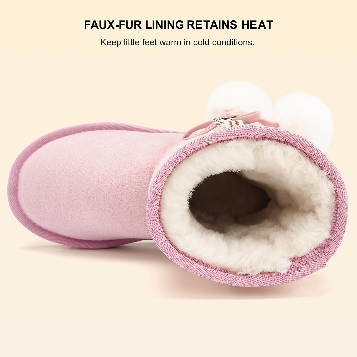 Stelle Girls Boys Boots Kids Snow Winter Boots Outdoor Ankle Warm Slip On Faux Fur Lined Lightweight Shoes(Toddler/Little Kids/Big Kids)