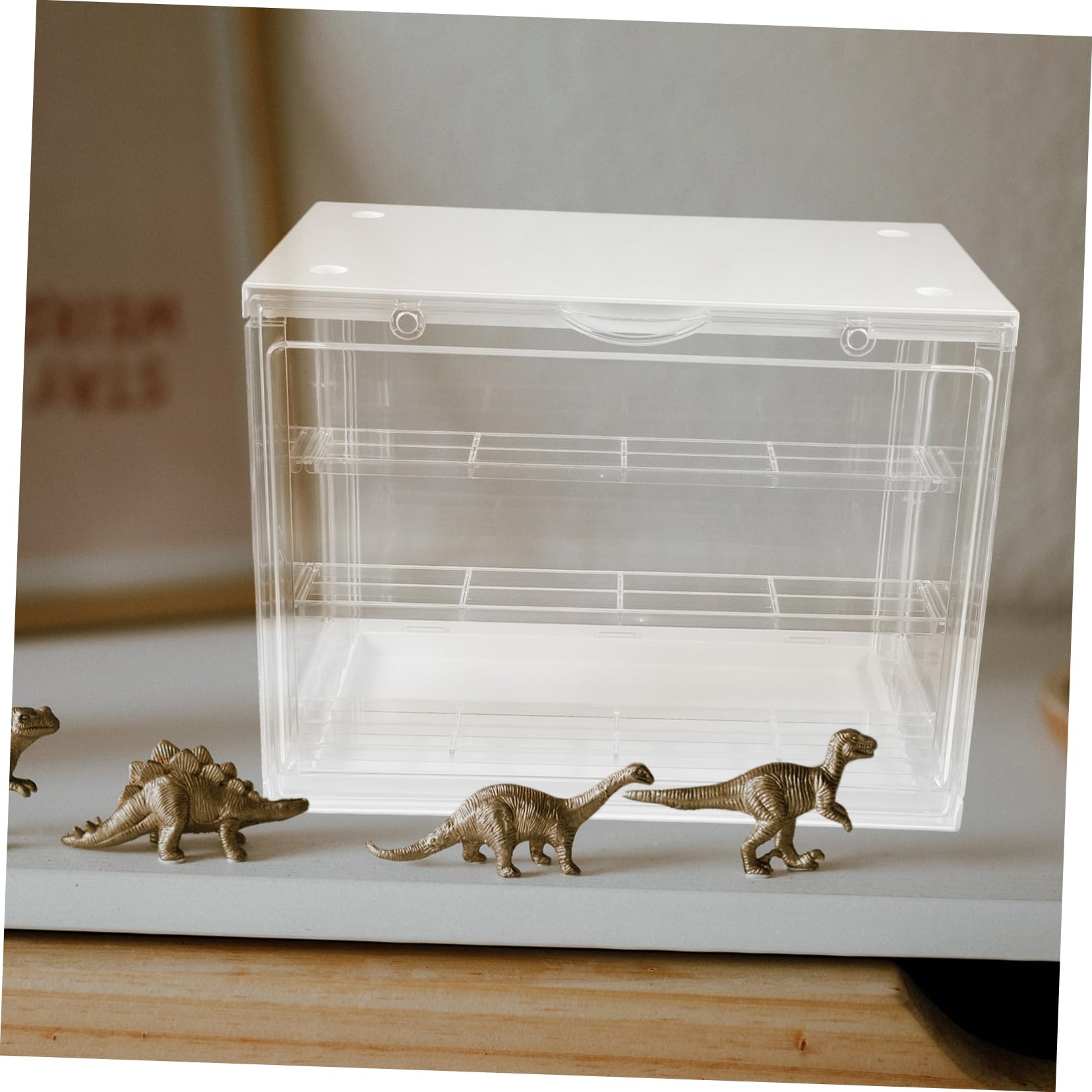 Cabilock Durchsichtige Aufbewahrungsbox aus Abs mit 3-lagigem Design Stapelbar und Einfacher Zugriff Kunststoffbox für Modell und Actionfiguren zur Heimdekoration