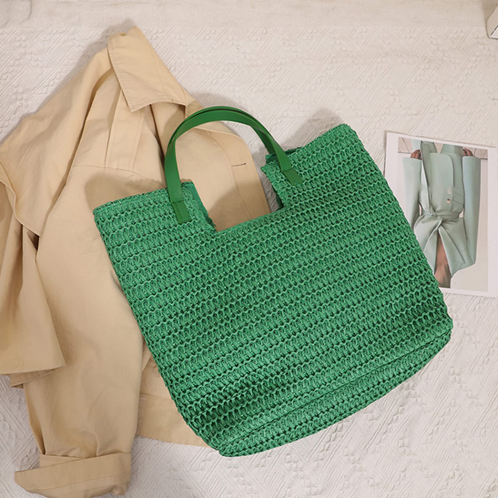 Borsa da spiaggia abbinata per borsa a tracolla alla | Borsa a mano mare estiva in paglia capacità