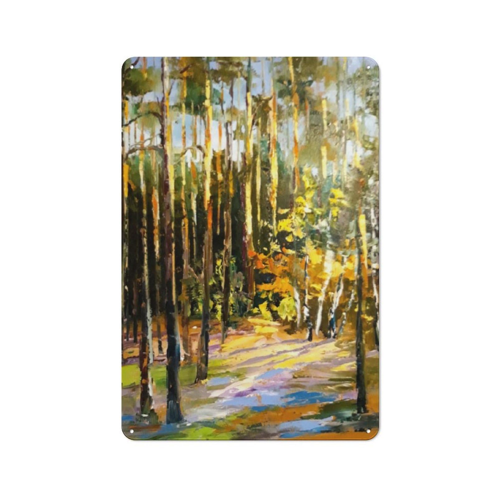Junmoney Forest At Noon Retro Metal Plaque 30X20cm For Lounge Or Reading Corner, Winter Wall Decor For Reading Corner Decorators