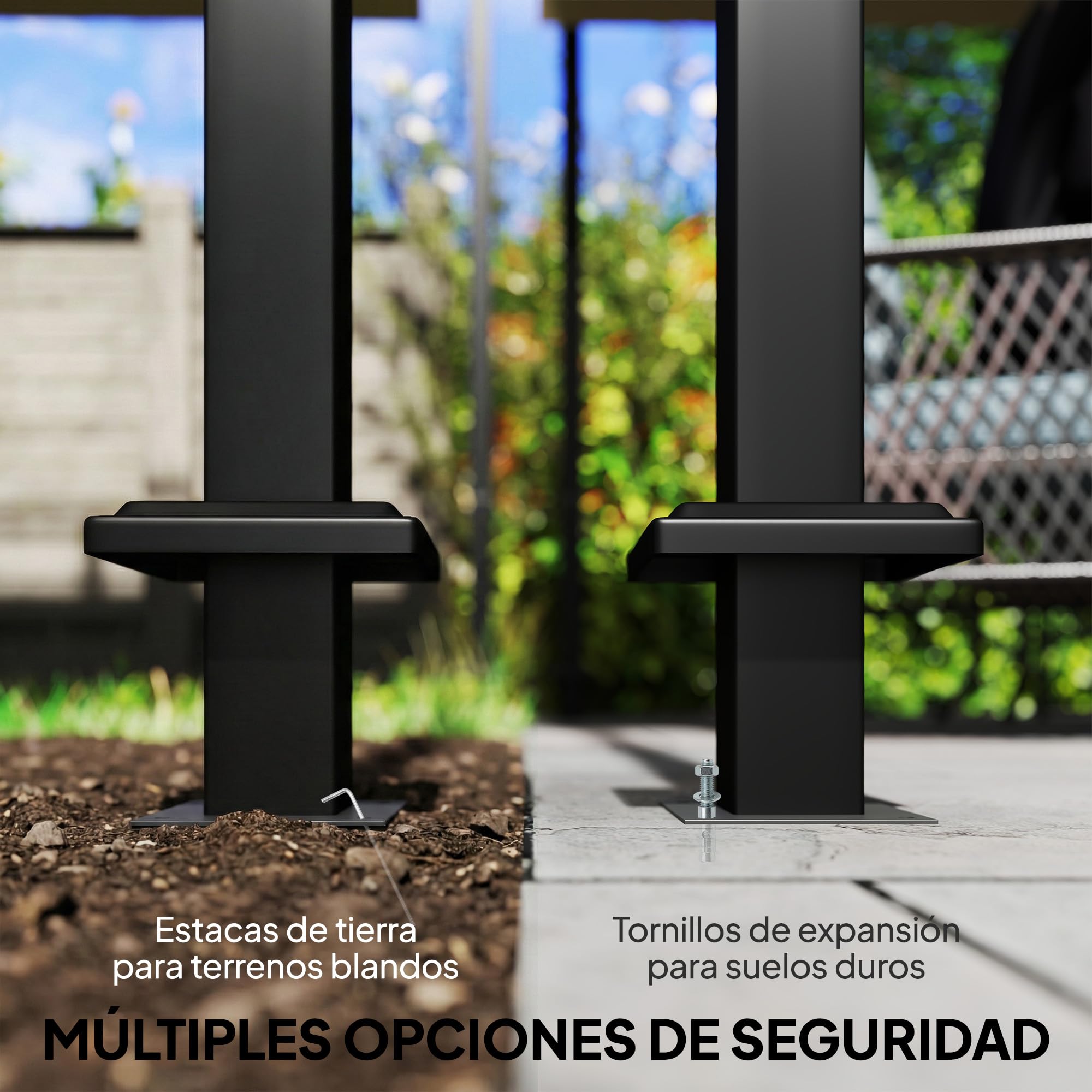 Outsunny Pérgola de Jardín 4x3 m con Techo Retráctil y 2 Paneles de Privacidad Fijos, Cenador de Jardín con Protección UPF50+, Drenaje, Estructura Metálica, Pabellón para Exterior, Gris Oscuro