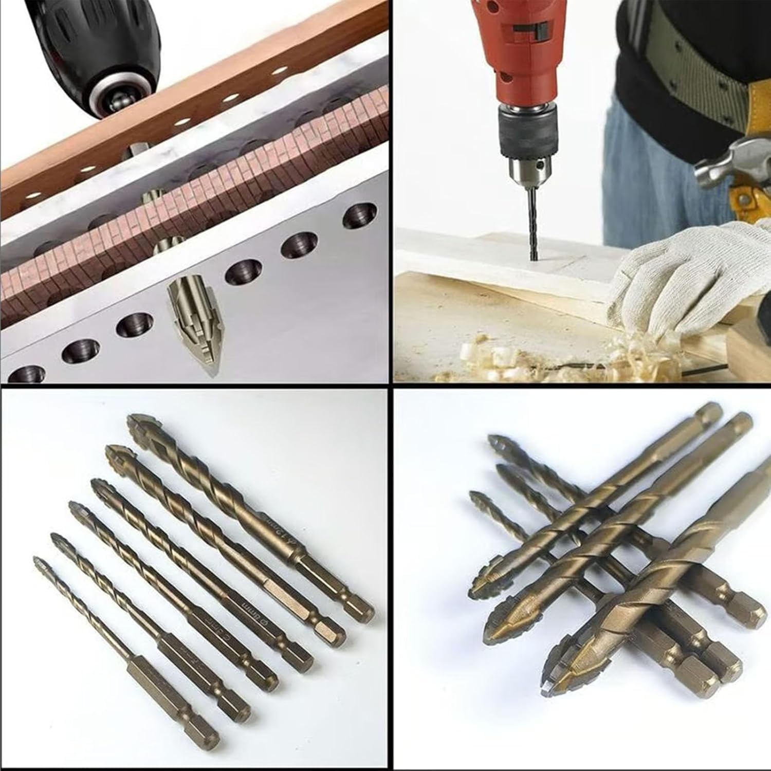 Four Blade Serrated Eccentric Drill,High Strength Four Edged Sawtooth Magnetic Twist Bit Set,Brocas Antideslizantes for Concrete Glass Brick Cement Tile Marble (2sets)