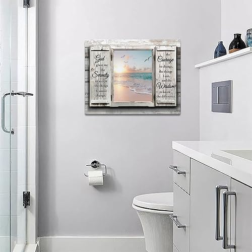 Miniatura 2 de Arte de pared de oración de serenidad en la playa, impresión en lienzo de granja costera, impresiones en lienzo de ventana puesta de sol y océano,