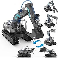 Vista 1 de Mostop STEM - Excavadora hidráulica de construcción de juguete para niños, 6 en 1 robot hidráulico camión de construcción con niveladora, grúa