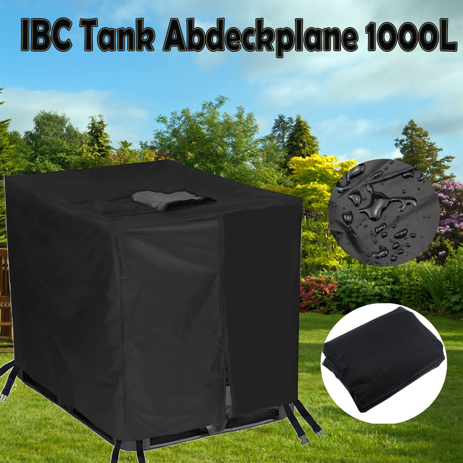 IBC Tank Abdeckung 1000l - Wasserdicht Schutzhülle IBC Abdeckung, IBC Container Abdeckung Outdoor winterfest, Abdeckplane Regentonne Abdechaube für Regenwassertank,120x100x116cm