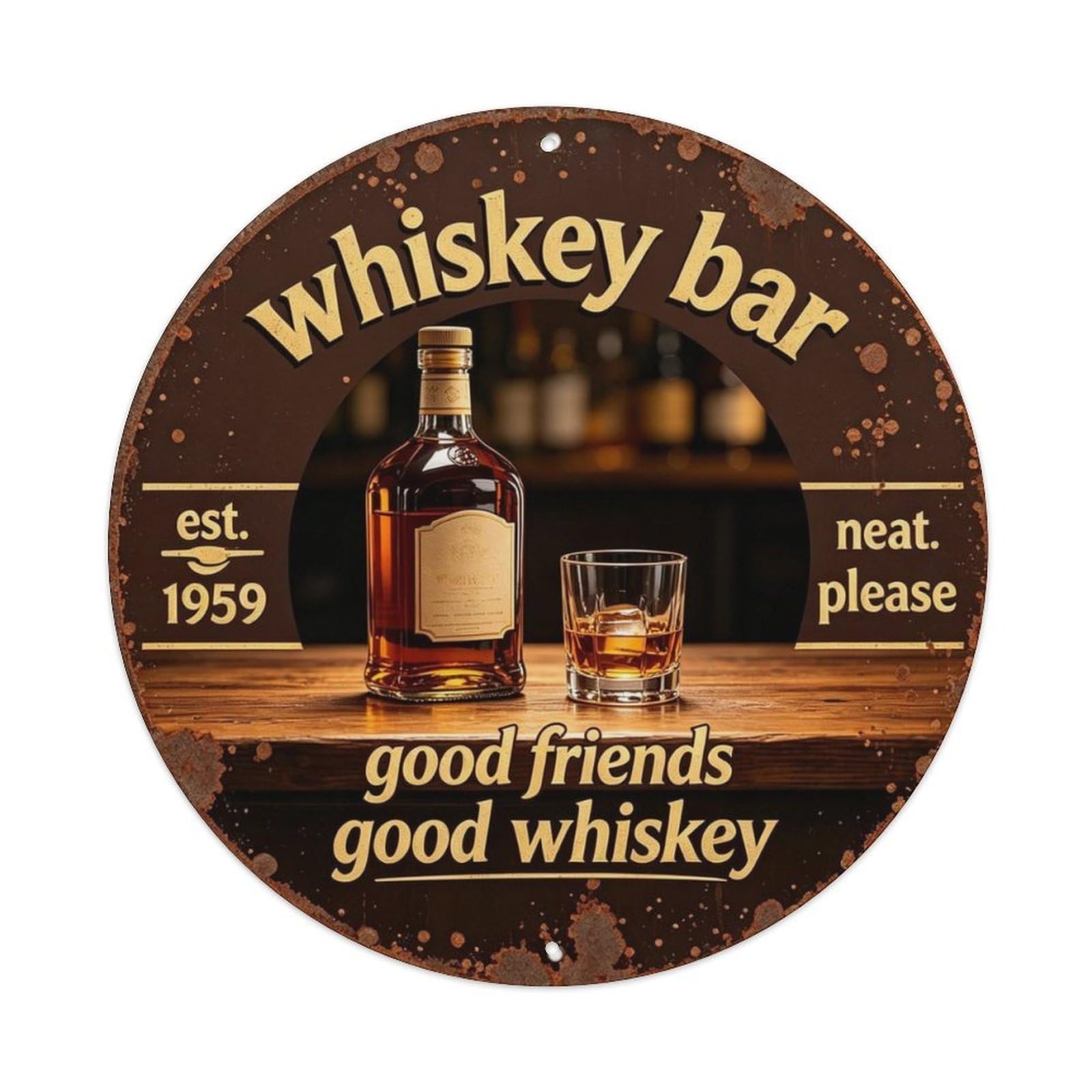 Good Friends Good Whiskey Metal Tin Sign Plaque