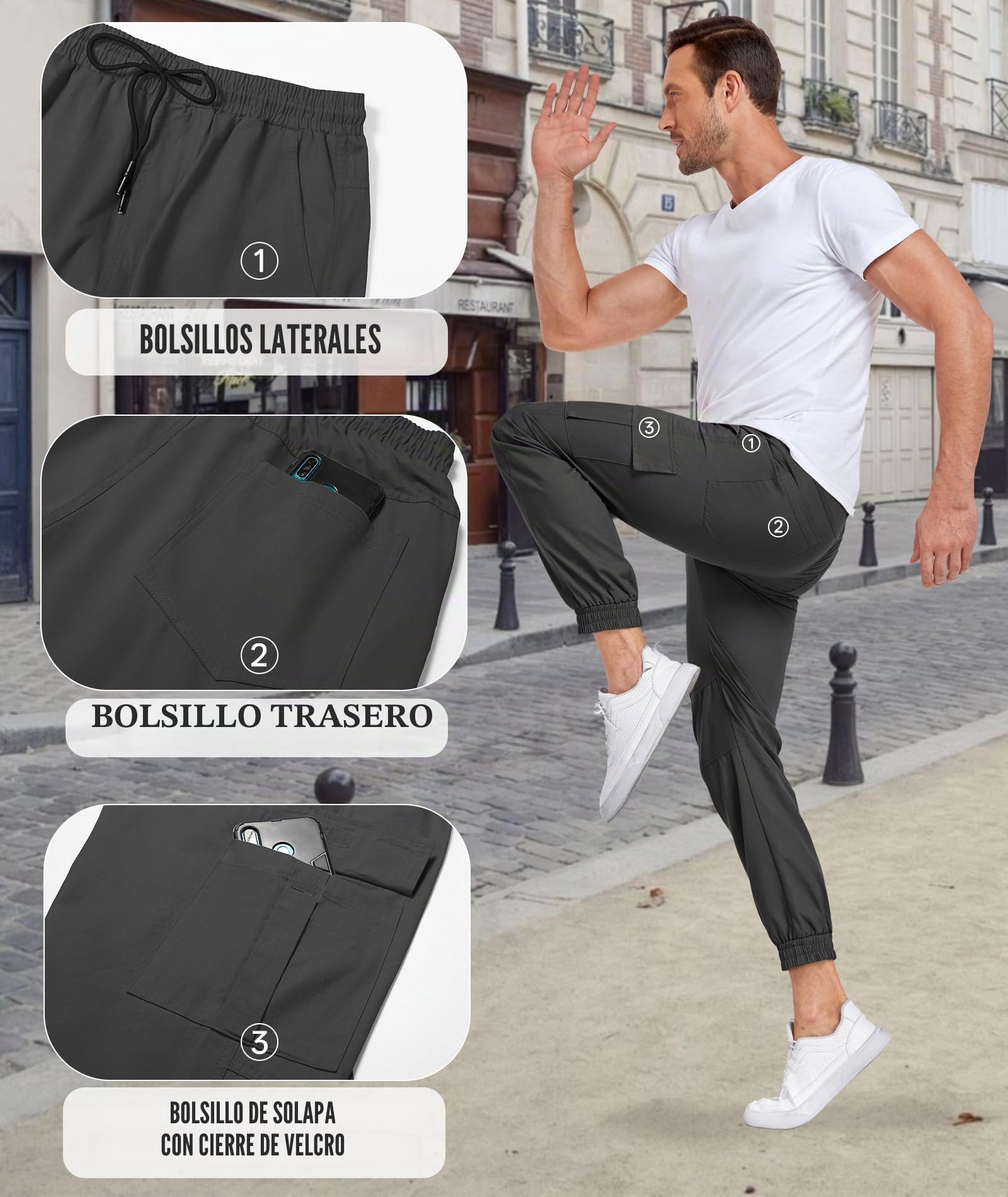 SwissWell Pantalones de Trabajo Hombre Jogger Cargo Pantalon Chinos Montaña Hombre Casual Elásticos Jogging Pantalón Algodón Trekking Cargo Pants con Bolsillos Otoño Inviernos S-2XL