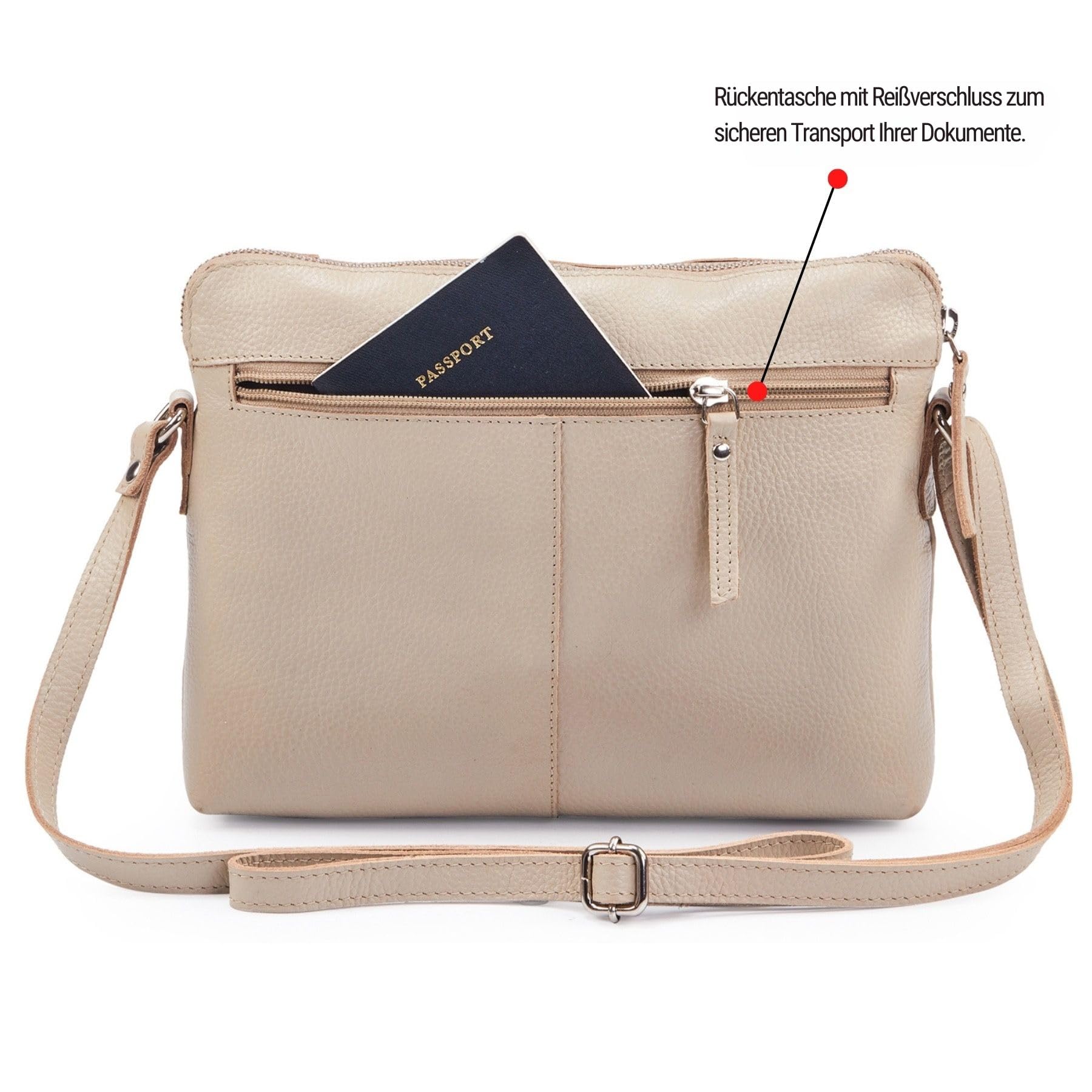 Wise Owl Accessories Kleine Umhängetaschen & Geldbörsen aus weichem gekrispeltem Echtleder - Triple Zip Premium Sling Frequenzweiche Umhängetasche für Damen