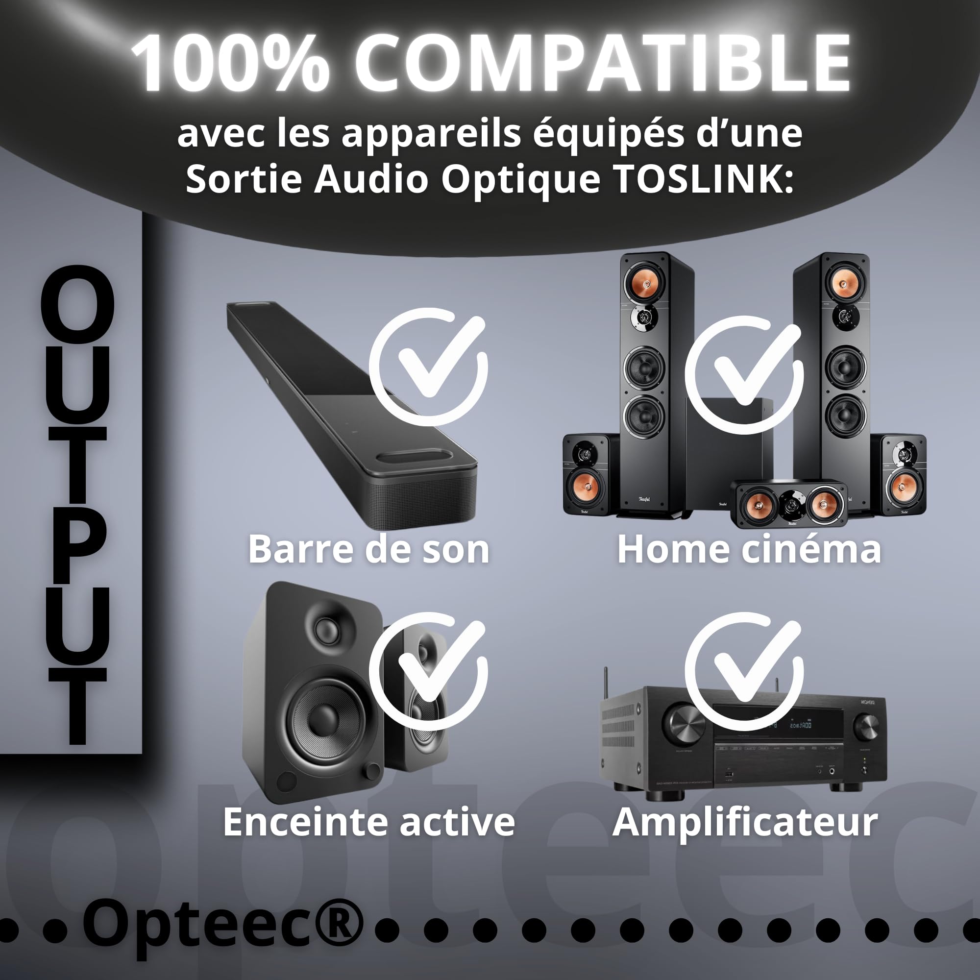 Câble Optique Audio - 1M - Câble Optique Audio Toslink pour HOME CINEMA, BARRE DE SON, TV, SAMSUNG, BOSE, LG, SONY, SONOS, PS4, XBOX - Nylon Tressé Renforcé - Connecteur Plaqué Or (1M)