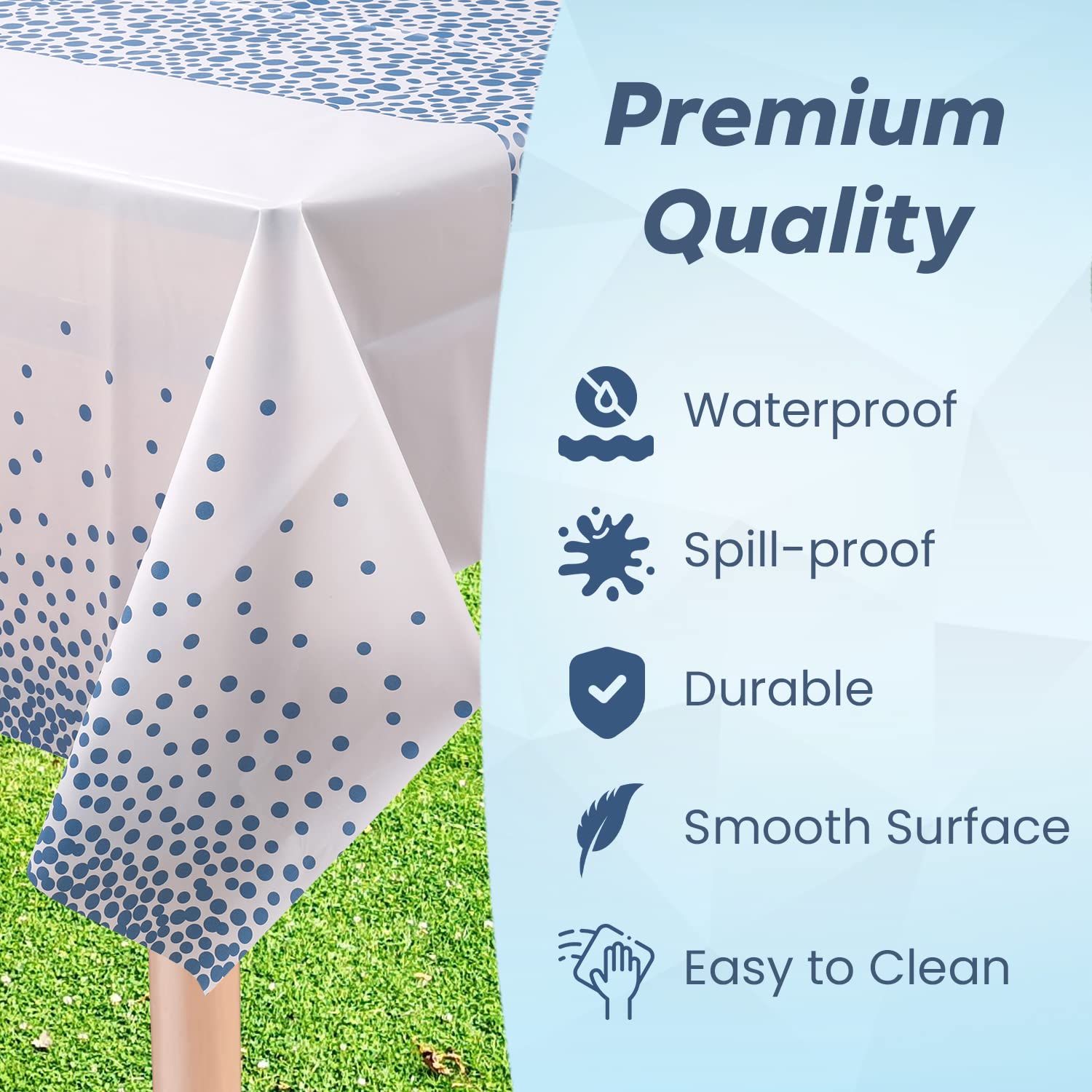 Polka Dot Disposable Plastic Tablecloth - 54x108 Inch Rectangle Party Table Cover For Indoor & Outdoor