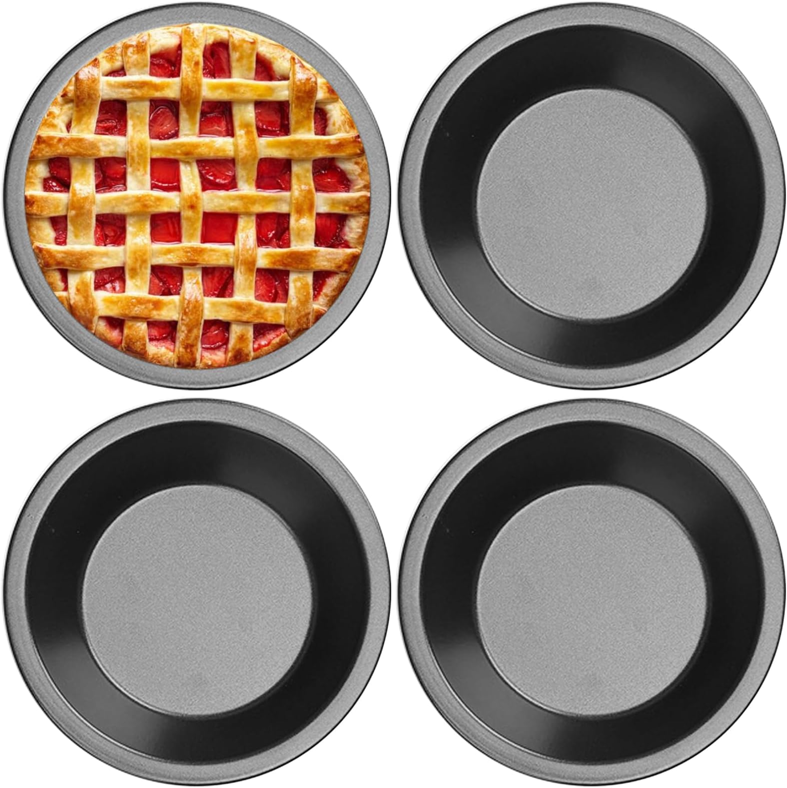 Wedhapy Mini Pie Pans, 4PCS NonStick Mini Pie Tins, 4.3x1.2 Pot Pie