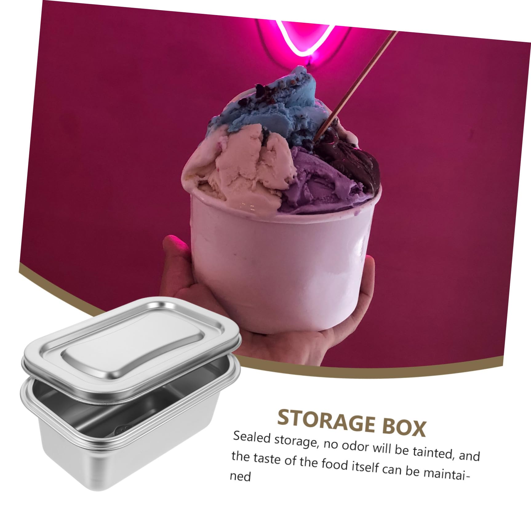 Boîte à Glace en Acier Inoxydable, Récipient Multifonction pour Congélateur