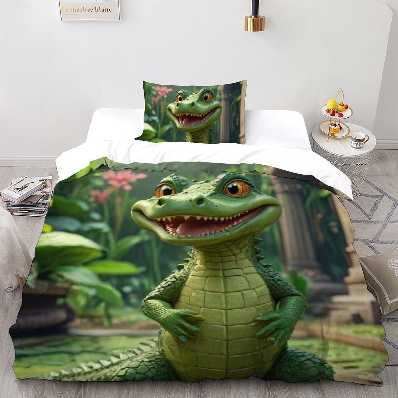 Housse de couette lit simple imprimé crocodile pour redonner le goût de dormir seul