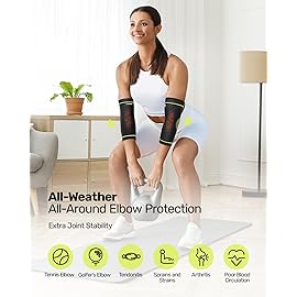 Rakiie Elbow Compression Sleeve 2 Pack, High Elastic Elbow Brace for Tendonitis and Tennis Elbow for Women & Men, Elbow Sleeve for Tennis, Golfer, Badminton, Weightlifting, Green M
