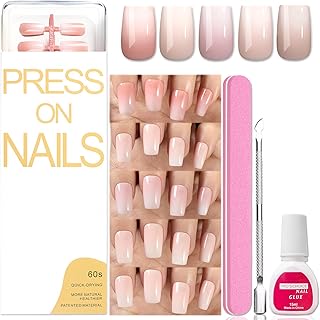 5 Farbe Natürliche Farbverlauf Kunstnägel Zum Aufkleben - 120Pcs Kurz Press On Nails Square - Vollständige Abdeckung Falsche Nägel - Ombre Acryl Künstliche Nägel Für Frauen Und Mädchen (Quadratische)