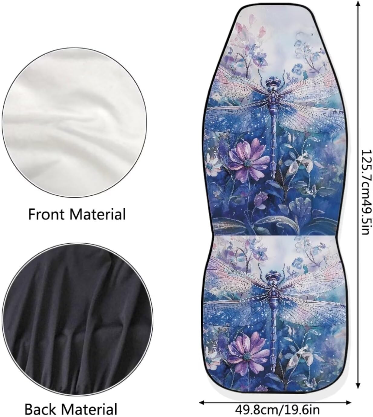 Dragonfly Daisy Print Car Seat Covers Front Seats for Women Men, Comfy Stretchy Auto Seat Covers for Cars Front Seats, Universal Front Seat Cover Cloth for Car Truck Sedan SUV