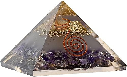 Miniatura 94 de Amazing Gemstone Pirámide de orgón grande Cristal de pirámide de turmalina negra oscura Pirámide de orgonita Pirámides de órgano Curación