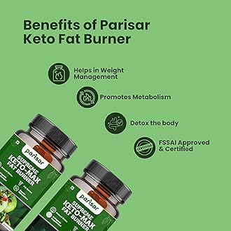 Parisar Pharma Keto Fat Burner for Men & Women - 1000MG Weight Loss Supplement with Garcinia Cambogia, Green Coffee Beans & Green Tea Extract | Metabolism Booster, Supports Fat Burning | 60 Tablets